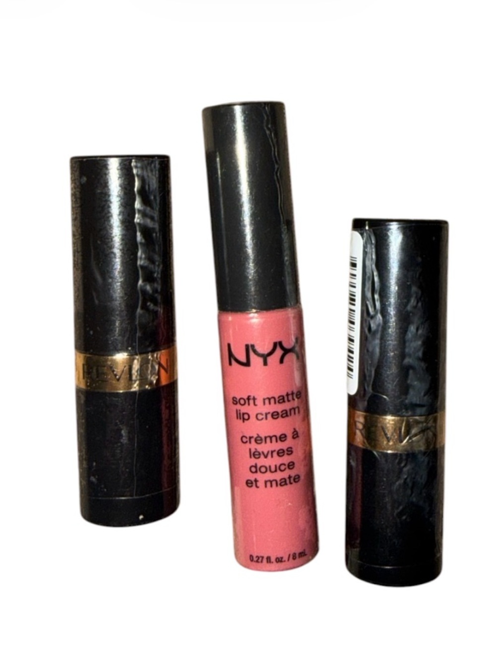 Trio: Revlon Lipsticks with Pink NYX Soft Matte Lip Cream